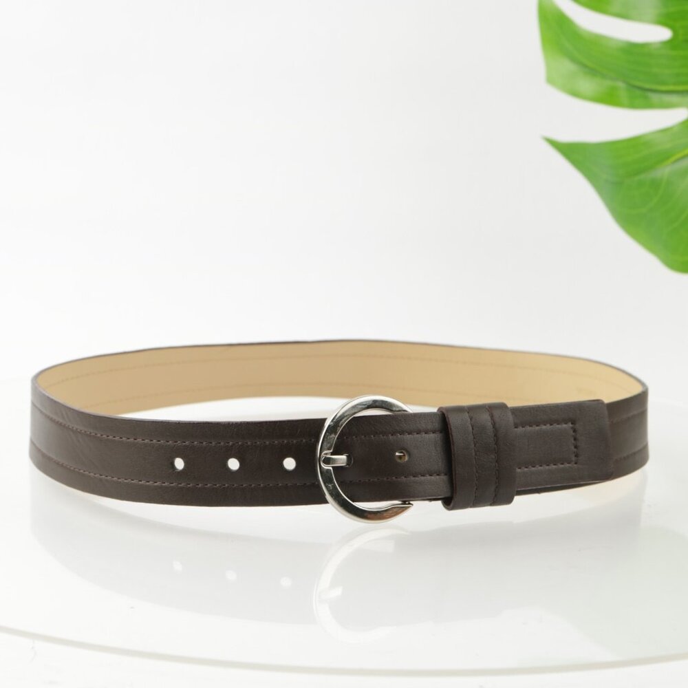 Via Spiga Womens Belt Size Medium M  Brown Leather Ring Buckle Elegant Dress